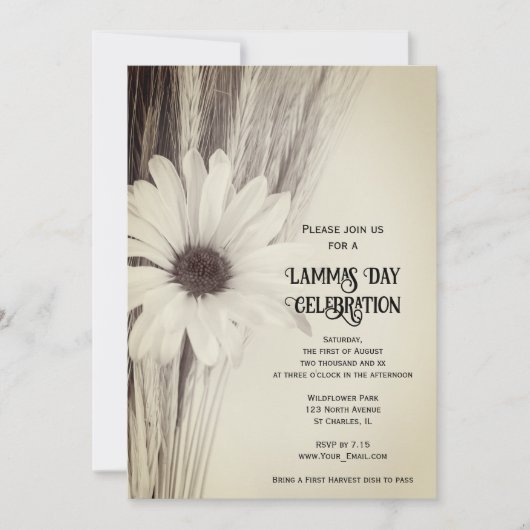 Getrocknete Wheat and Daisy Lammas Day Celebration Einladung (Vorderseite)