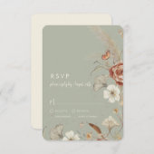 Getrocknete Wildblume Floral BOHO Sage Green Weddi RSVP Karte (Vorne/Hinten)