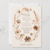 Getrocknete Wildblumen Erdtöne Boho Gartenhochzeit Einladung (Vorderseite)