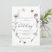 Getrocknete Wildblumen Haushalt QR Code Hochzeit i Einladung (Stehend Vorderseite)