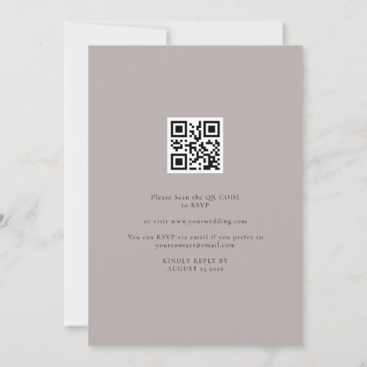 Getrocknete Wildblumen Haushalt QR Code Hochzeit i Einladung (Rückseite)
