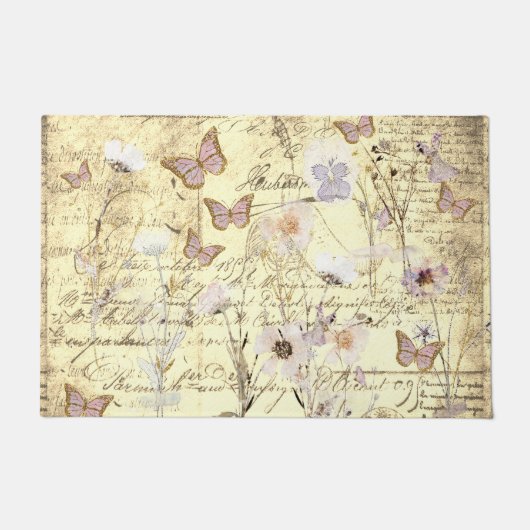 getrocknete Wildblumen Schmetterlinge Fußmatte (Vorderseite)