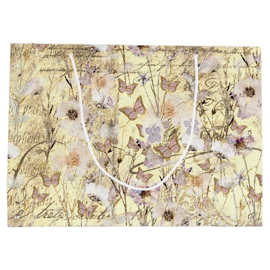 getrocknete Wildblumen Schmetterlinge Große Geschenktüte (Rückseite)