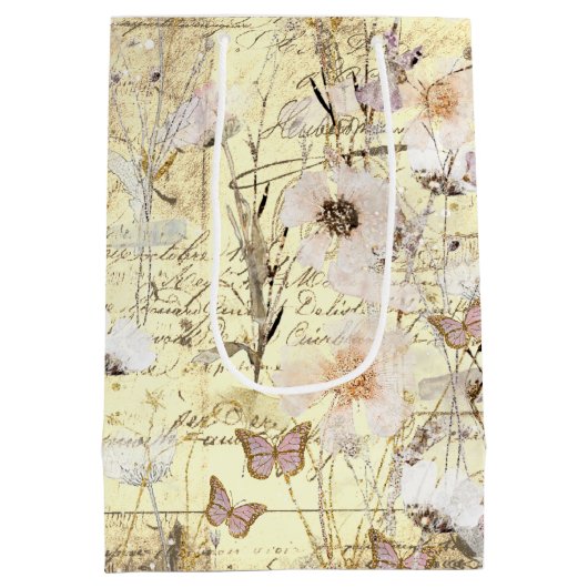 getrocknete Wildblumen Schmetterlinge Mittlere Geschenktüte (Rückseite)