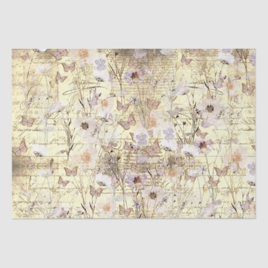 getrocknete Wildblumen Schmetterlinge Seidenpapier (Vorderseite)