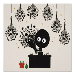 Getrocknetes Blumenladen-Weihnachtsposter Poster