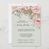 Getrocknetes Boho Peach Rose Gold Brautparty Einladung (Vorderseite)