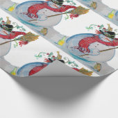 GETRUNKENSNOWMAN UND VÖGEL WINTERURLAUB GREETINA GESCHENKPAPIER (Ecke)