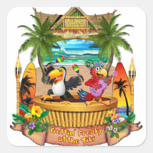 GETTIN' FREAKY IM TIKI QUADRATISCHER AUFKLEBER