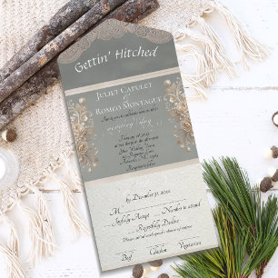 Gettin' Hitched Band & Spitze - Salbei All-in-One-Einladung