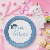 Gettin' Verheiratet Blue Glitzer 9" Teller (Party)