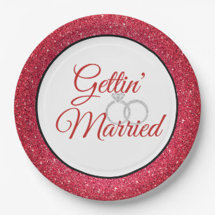 Gettin' Verheiratet Red Glitzer 9" Teller