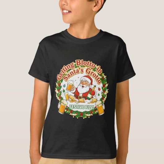 Getting Blotto In Santa's Grotto Drunk Friends Nig T-Shirt (Vorderseite)