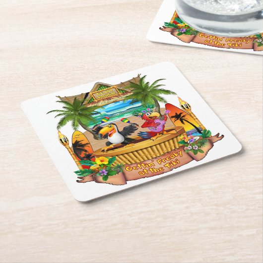 GETTING FREAKY AM TIKI RECHTECKIGER PAPPUNTERSETZER (angewinkelt)