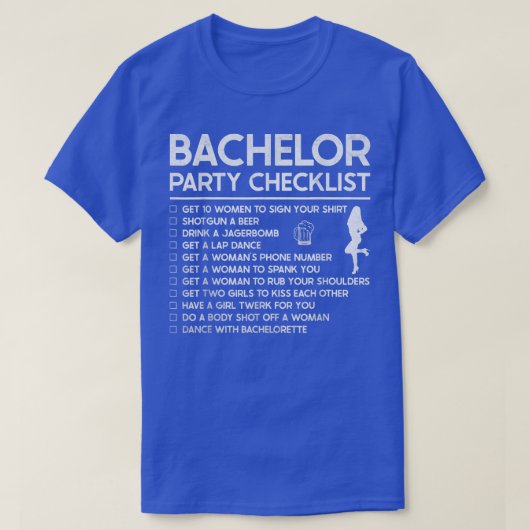 Getting Married Groom Funny Bachelor Checklist Par T-Shirt (Design vorne)