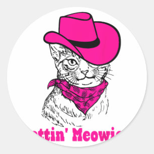 Getting Meowied Cat Mom Western Cowgirls Bachelore Runder Aufkleber