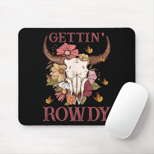 Getting Rowdy Western Cowgirl Wildblume Groovy Ba Mousepad (Mit Mouse)