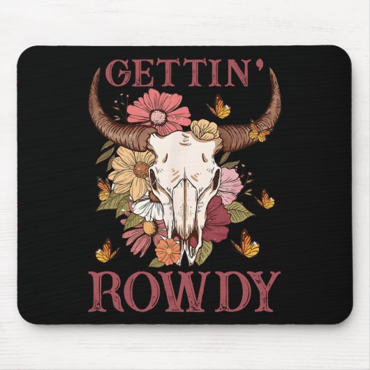 Getting Rowdy Western Cowgirl Wildblume Groovy Ba Mousepad (Vorne)