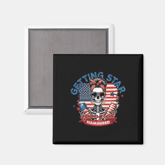 Getting Star Spangled Hammered American Skeleton 4 Magnet (Vorderseite/Rückseite)
