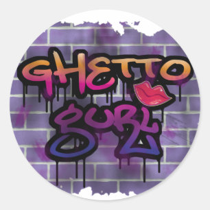 Getto Gurl (Mädchen) Graffiti-Design Runder Aufkleber