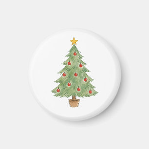 Gettopfter Weihnachtsbaum mit roten Ornamenten Magnet