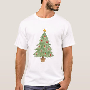 Gettopfter Weihnachtsbaum mit roten Ornamenten T-Shirt