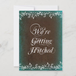 Gettting Hitched Aqua Brown Hochzeit Einladungen