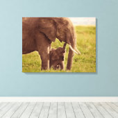 Getty Images | Elephant & Baby Leinwanddruck (Insitu (Holzboden))