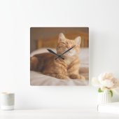 Getty Images | Sleepy Cat Quadratische Wanduhr (Zuhause)