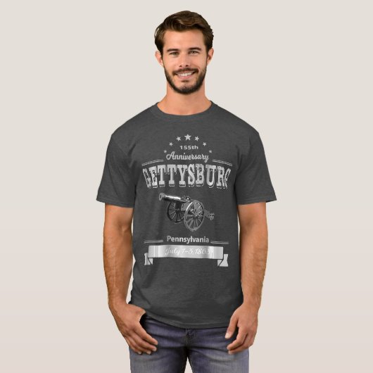 Gettysburg - 155-jähriges Grafisches Gedenkmal T-Shirt (Vorne ganz)