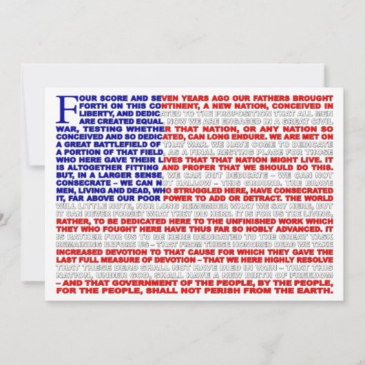 Gettysburg-Adresse laden ein Einladung (Vorderseite)