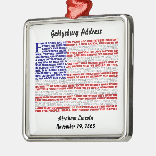 Gettysburg-Adresse Silbernes Ornament (Links)