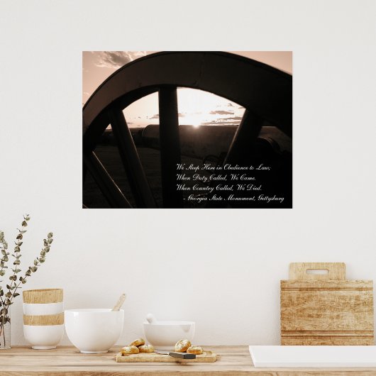 Gettysburg: Canon & Sunset mit Memorial - Poster (Küche)