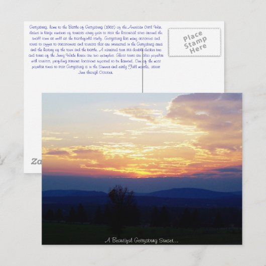 Gettysburg Sunset Postkarte (Vorne/Hinten)