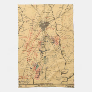 Gettysburg & Vicinity Truppenpositionen 3. Juli 18 Küchentuch