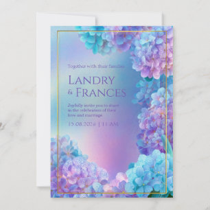 Getüpfelter Lavendel Hortensie Aquarell Goldrahmen Einladung