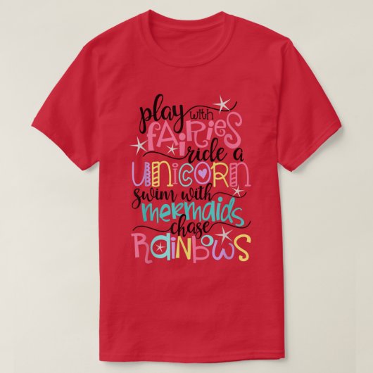 Gewächse, Einhörner, Mermaids und Regenbogen Spaß T-Shirt (Design vorne)