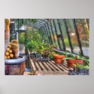 Gewächshaus - in einem Gewächshaus-Fenster Poster