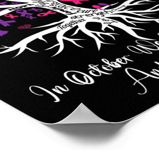 Gewalt Brustkrebs-Bewusstsein Monat Band-Tree Poster (Ecke)