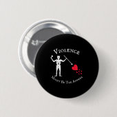 Gewalt könnte die Antwort Pirate Skull Retro de Button (Vorne & Hinten)