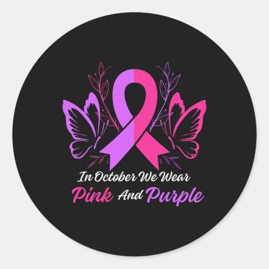 Gewalt T-Shirt Brustkrebs Aufklärung Monat Band Runder Aufkleber (Vorderseite)