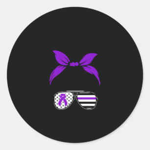 Gewalt Warrior Ribbon Lila Warrior Me Runder Aufkleber