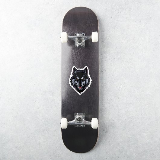 Gewaltiger schwarzer Wolf mit roten Augen Sticker (Skateboard)