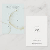 GEWALTIGES AQUA GOLD ABSTRAKT 3 EARRING DISPLAY LO VISITENKARTE (Vorne/Hinten)