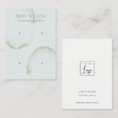 GEWALTIGES AQUA GOLD ABSTRAKT 3 EARRING DISPLAY LO VISITENKARTE (Vorne/Hinten)