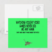 Gewaltsames Videospiel Postkarte (Vorne/Hinten)