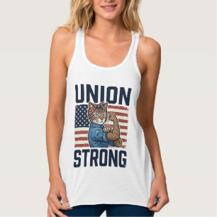 Gewand Starke Katze Arbeiter Patriotisch Vintage-S Tank Top