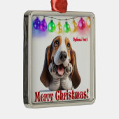 Gewartet auf Santa Basset Hound Ornament Aus Metall (Rechts)