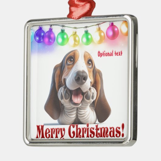 Gewartet auf Santa Basset Hound Ornament Aus Metall (Links)