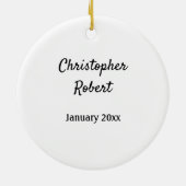 Gewartet für Baby mit Namen und Fälligkeitsdatum W Keramik Ornament (Hinten)